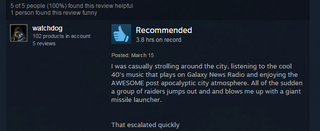 Illustration for article titled Fallout 3, As Told By Steam Reviews